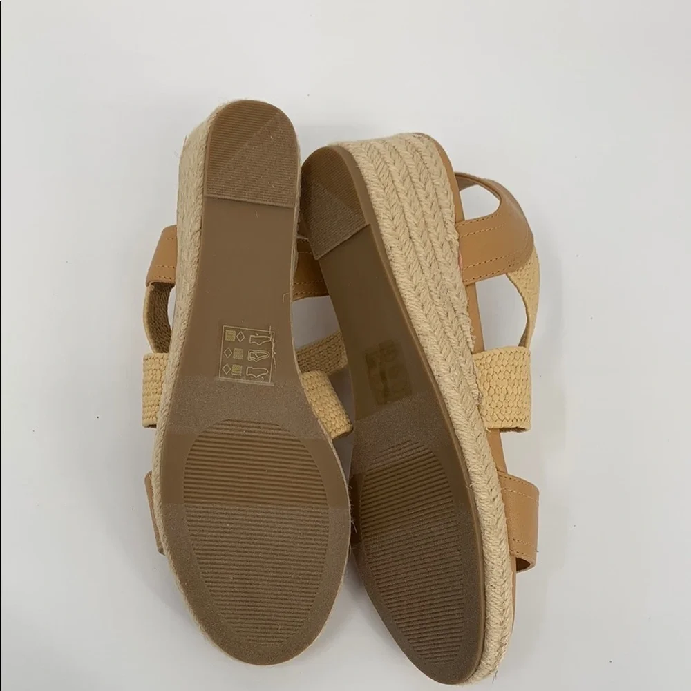 Market & Spruce Tan and Beige Wedge Espadrille Sandals